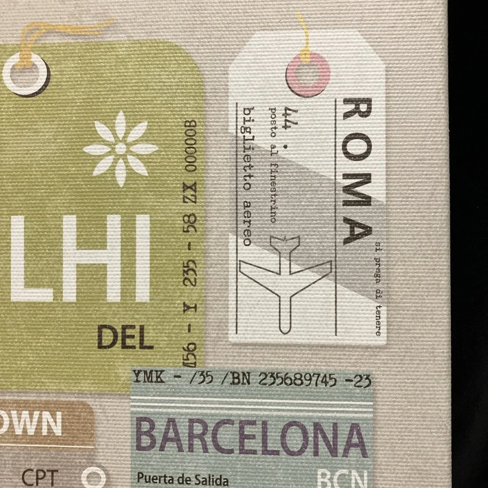 IKEA Pjatteryd Airport Travel Luggage Tag Wall Canvas Art 9.75x9.75 22426